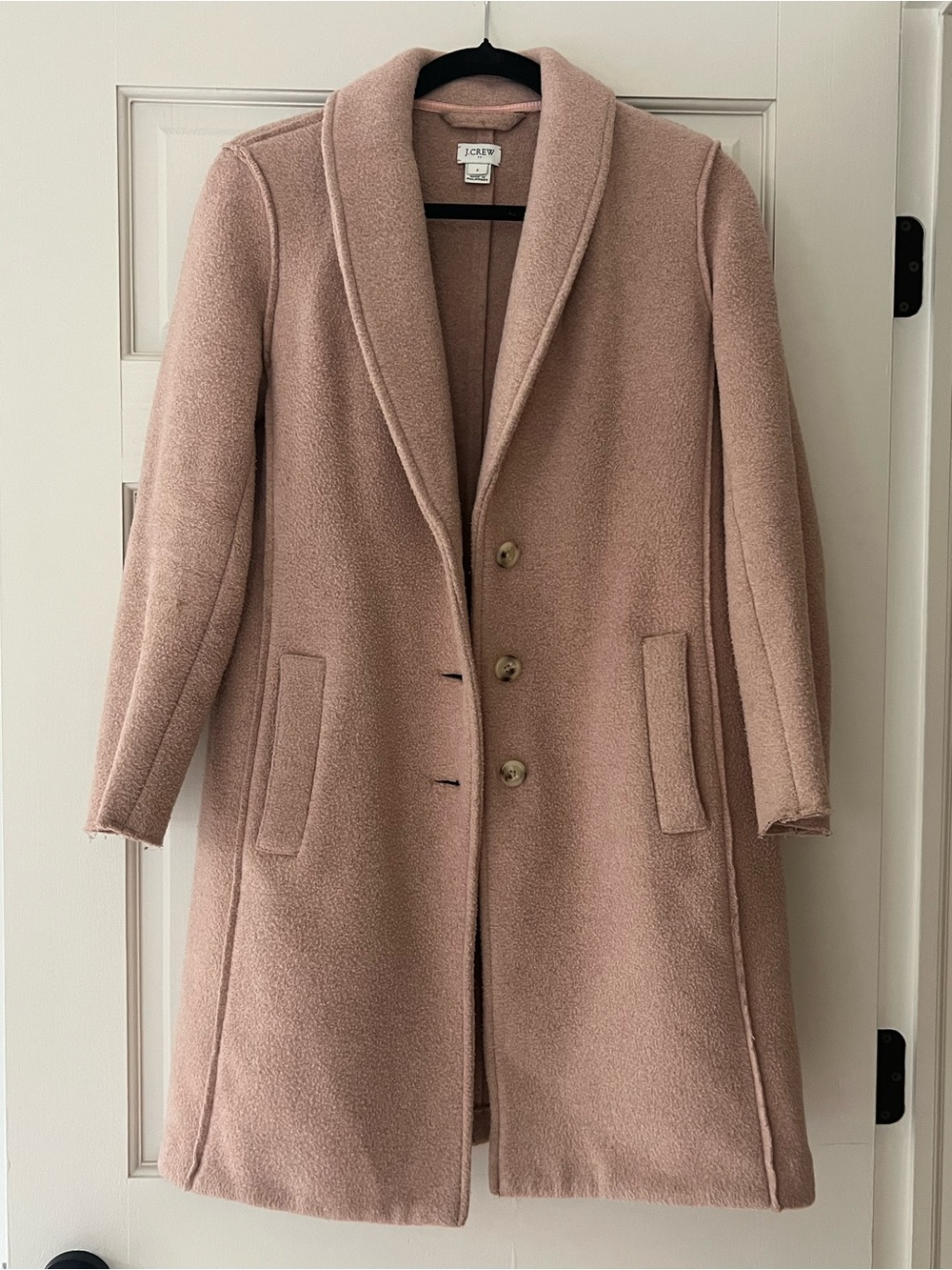J. Crew Dusty Blush Wool Shawl-Collar Pea Coat